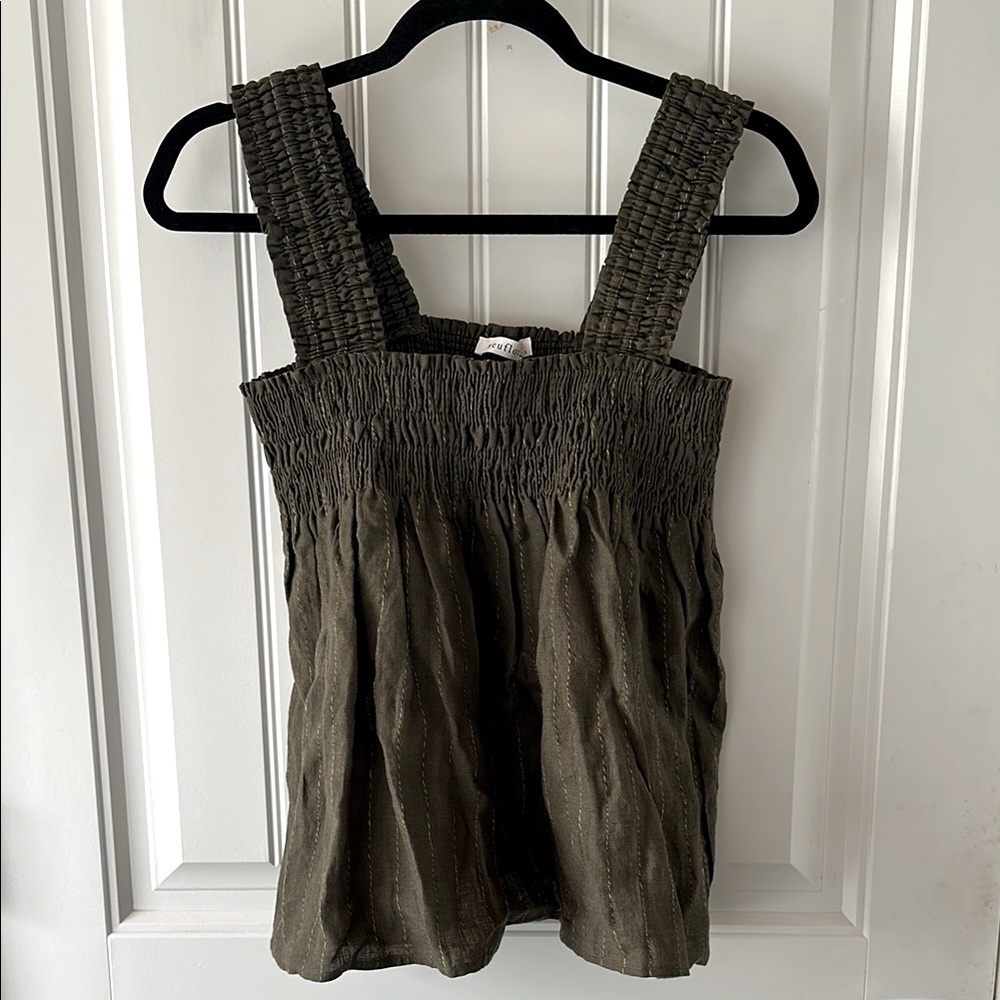 Olive Green Smocked Women's Top